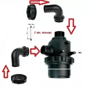 Фильтр всасывающий до 800 л/мин, 32 меш: вход d=60 mm.(90 гр.) - выход d=60 mm.(90 гр.) насоса BP300